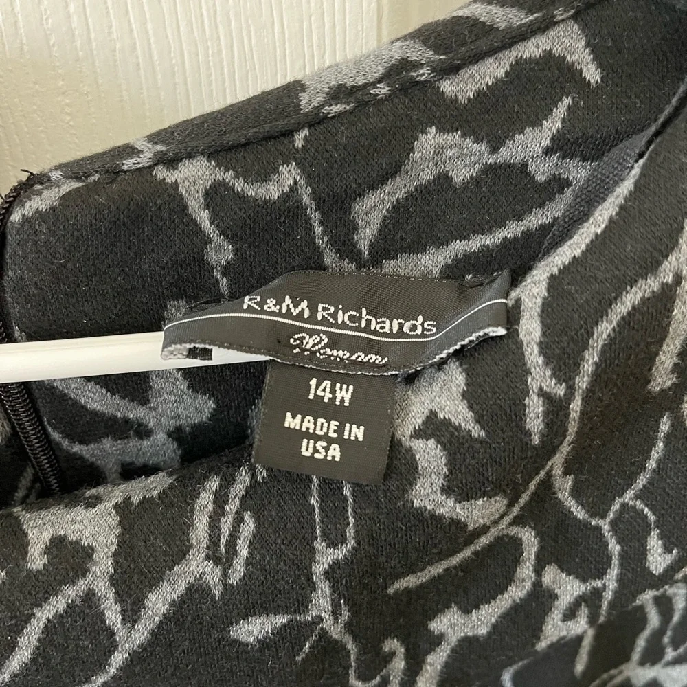 R&M Richards Black and Gray Midi Dress